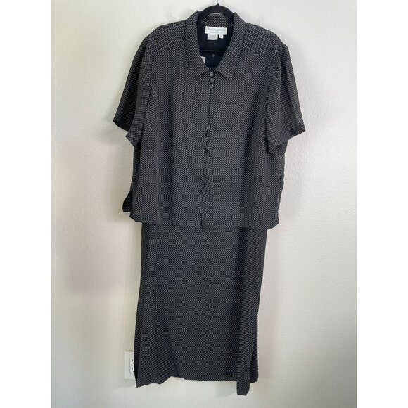 MAGGY LONDON Womens Plus 24WP Polka Dot 2 Piece Maxi Dress Suit - Picture 1 of 12